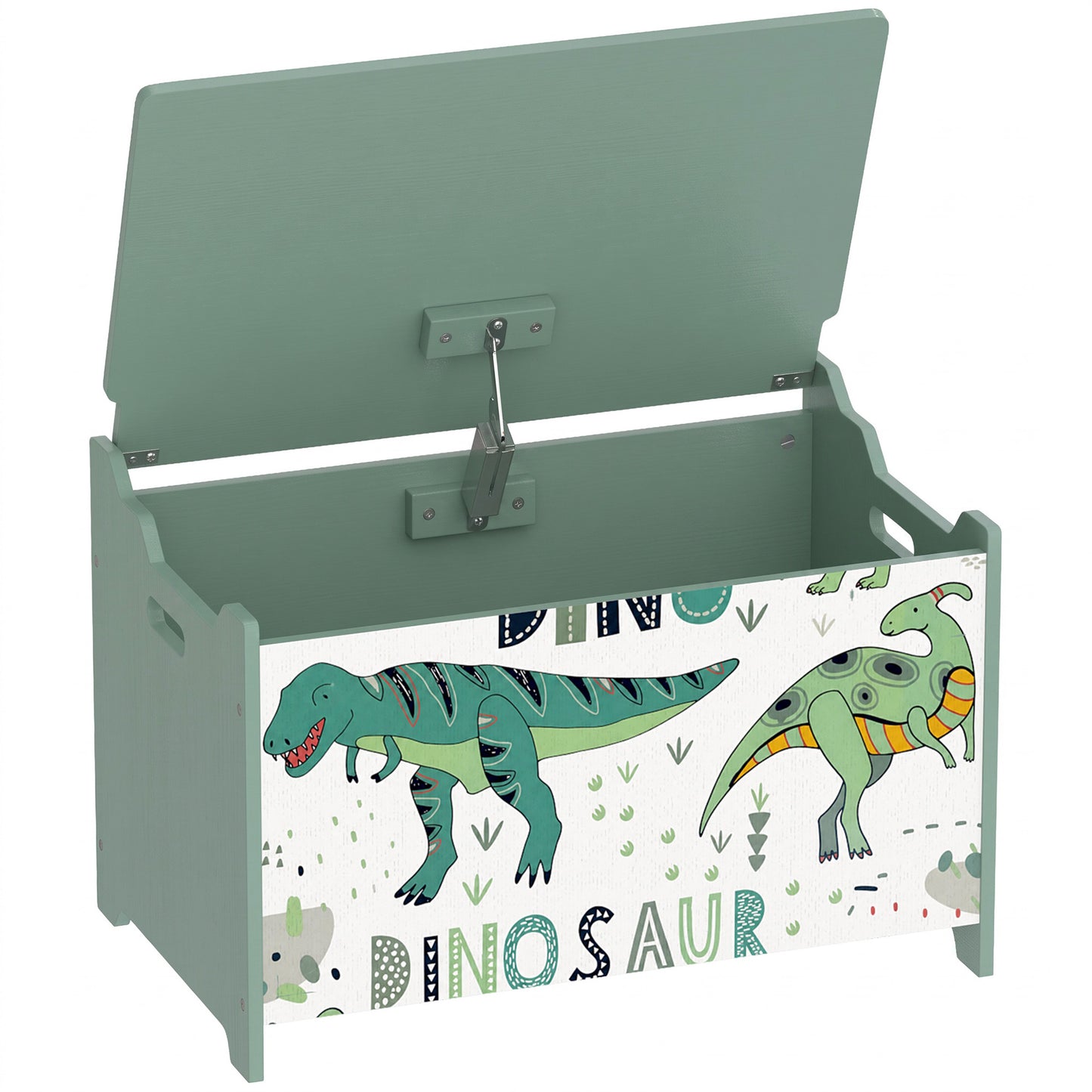 AIYAPLAY Storage Chest, Wooden Toy Chest with Lid, Flip-Top, Security Hinges and Anti-Pinch Design for Kids, Green