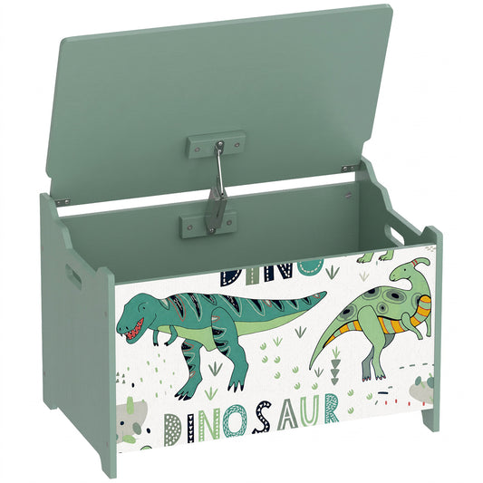 AIYAPLAY Storage Chest, Wooden Toy Chest with Lid, Flip-Top, Security Hinges and Anti-Pinch Design for Kids, Green