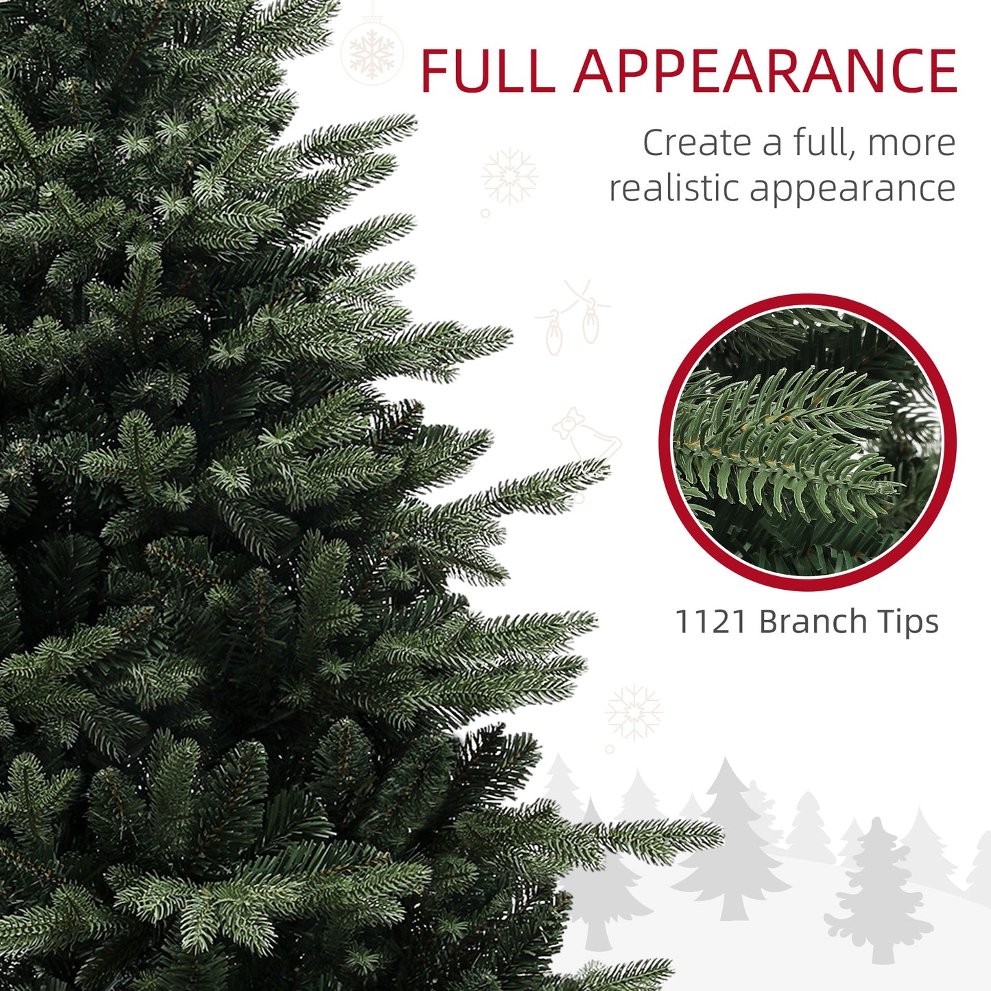 HOMCOM 5ft Artificial Spurce Christmas Tree with 1121 Branch Tips and Foldable Steel Base