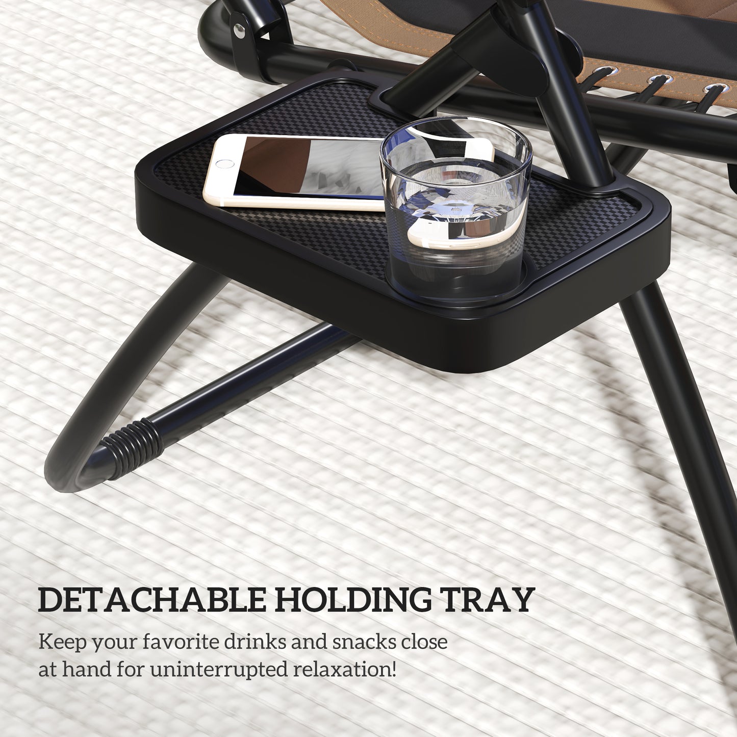 Outsunny Zero Gravity Lounger Chair Set of 2, Reclining with Shade, Cup Holder, Cushion, and Headrest, Brown