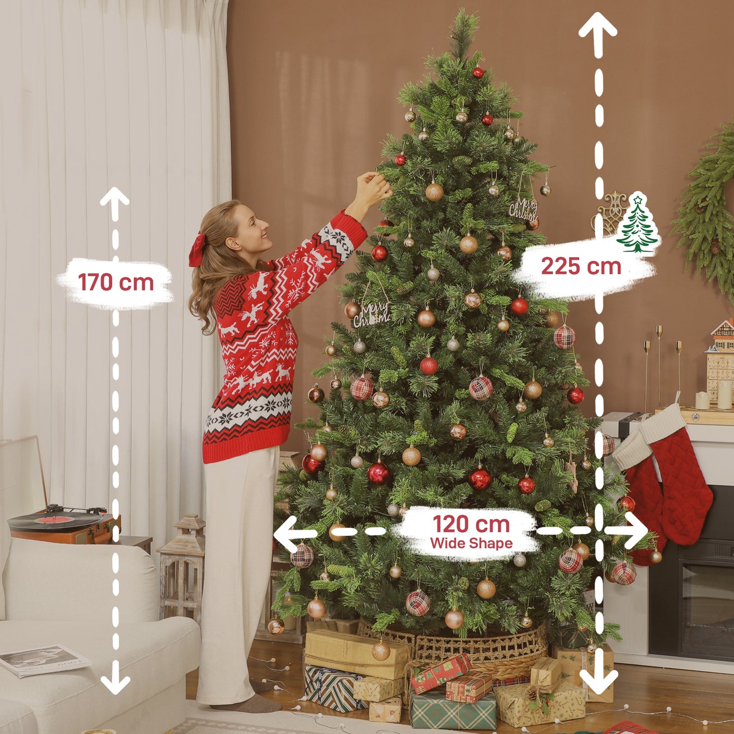HOMCOM 7.5ft Carolina Pine Christmas Tree with Colourful DIY Synchronized LED Lights and Remote