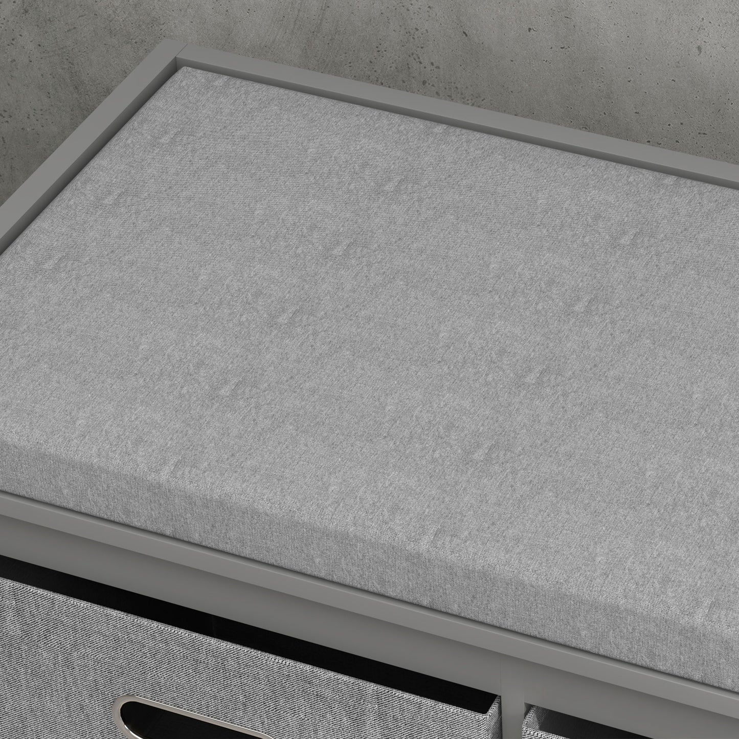 HOMCOM Cushioned Shoe Storage Bench with 3 Drawers - Grey