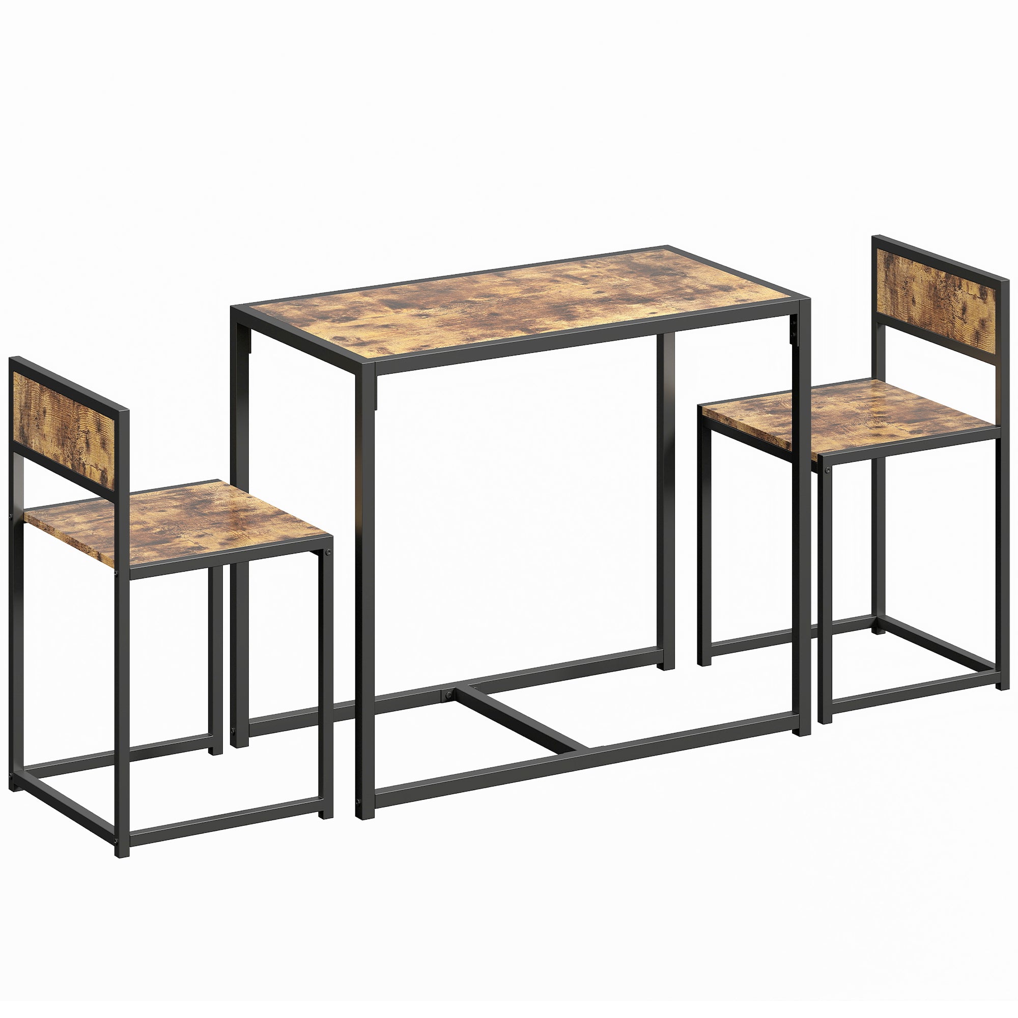 HOMCOM 3 Piece Table Stool Set - Rustic Brown – mhstar.co.uk