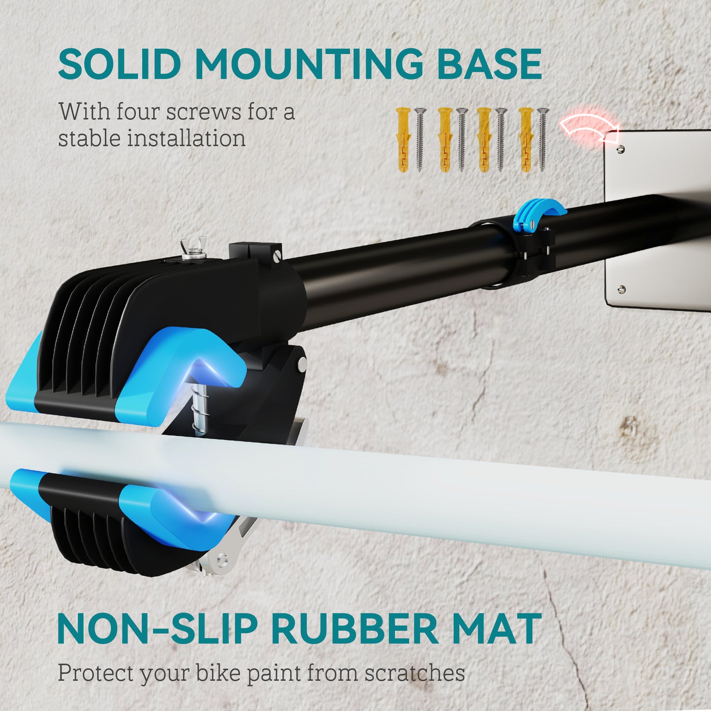 HOMCOM Bike Repair Stand, Wall Mount Rack with Adjustable Clamp for Road & Mountain Bikes, Home Garage Use