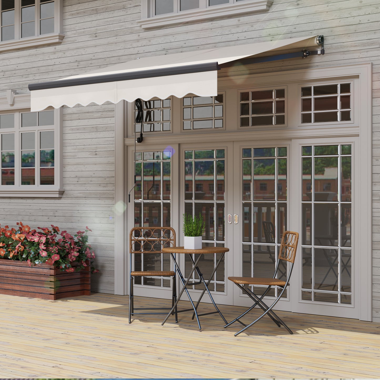 Outsunny Electric Awning, 2.5x2m Retractable Canopy with Remote, Aluminum Frame, UV30+ for Garden/Patio/Window, Beige