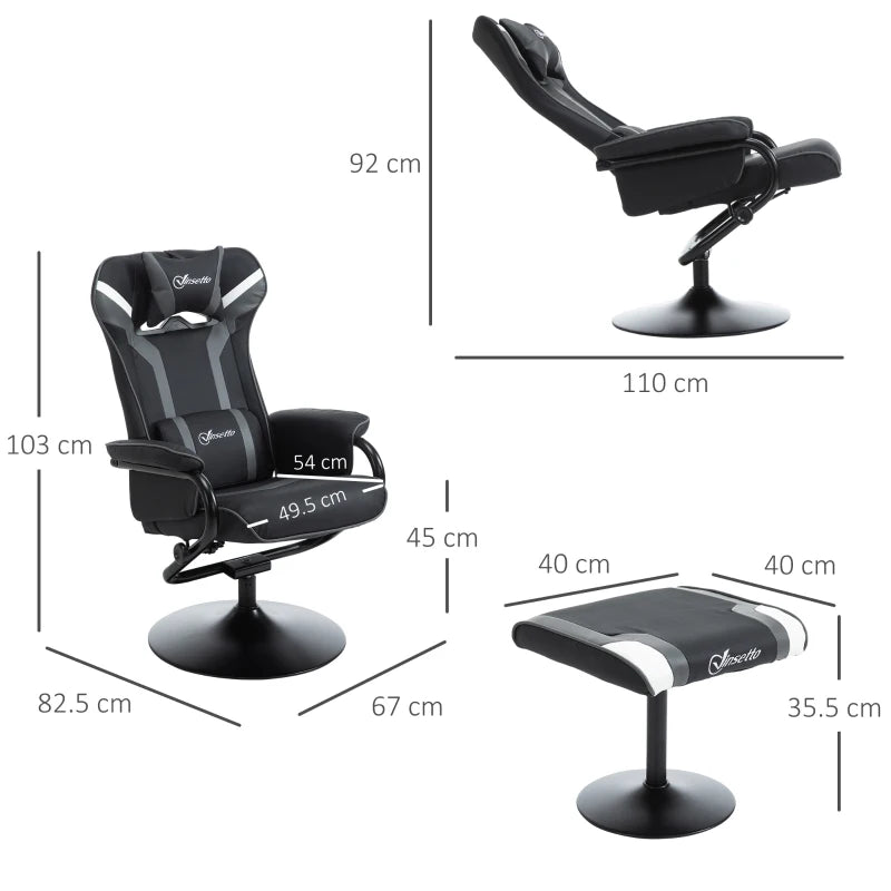 Vinsetto Racing-Style Recliner Chair, with Footstool