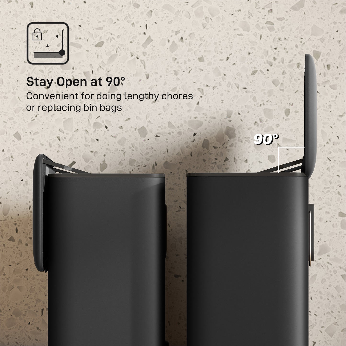 HOMCOM 8L Hanging Kitchen Bin, Rubbish bin with Lid and Removable Inner Bucket for Kitchen Cabinet Door, Under Sink, Black