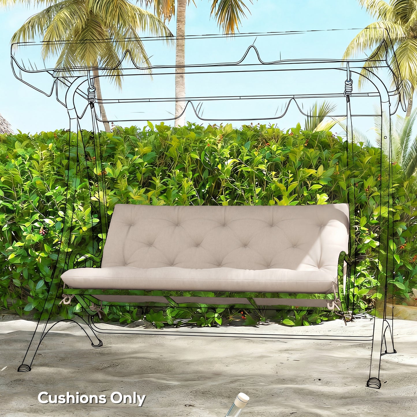 Outsunny Garden Bench Cushion, 2 Seater Swing Chair Cushion, Seat Pad with Ties for Indoor and Outdoor Use, 110 x 120 cm