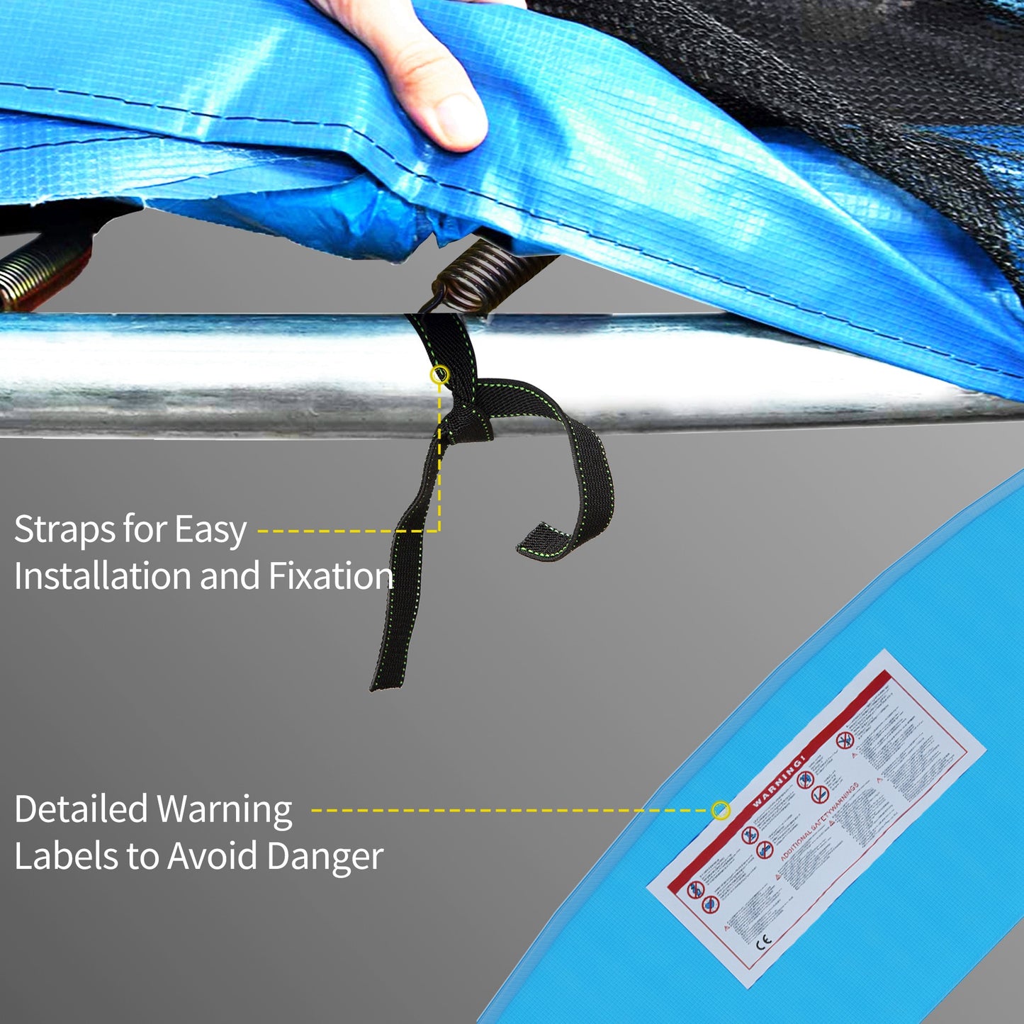 HOMCOM 12ft Trampoline Accessories Safety Pad Ø366cm Replacement Surround Padding Thick Foam Pads Light Blue