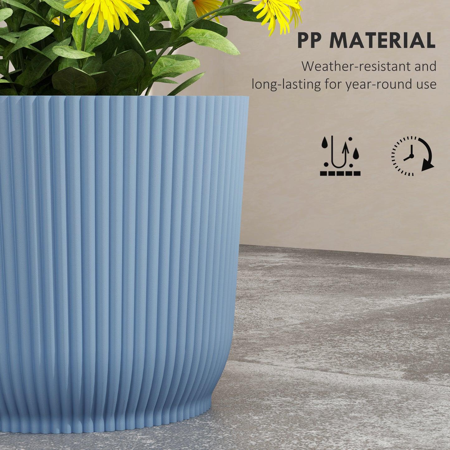 Outsunny Set of Three Ø22cm Planters - Blue