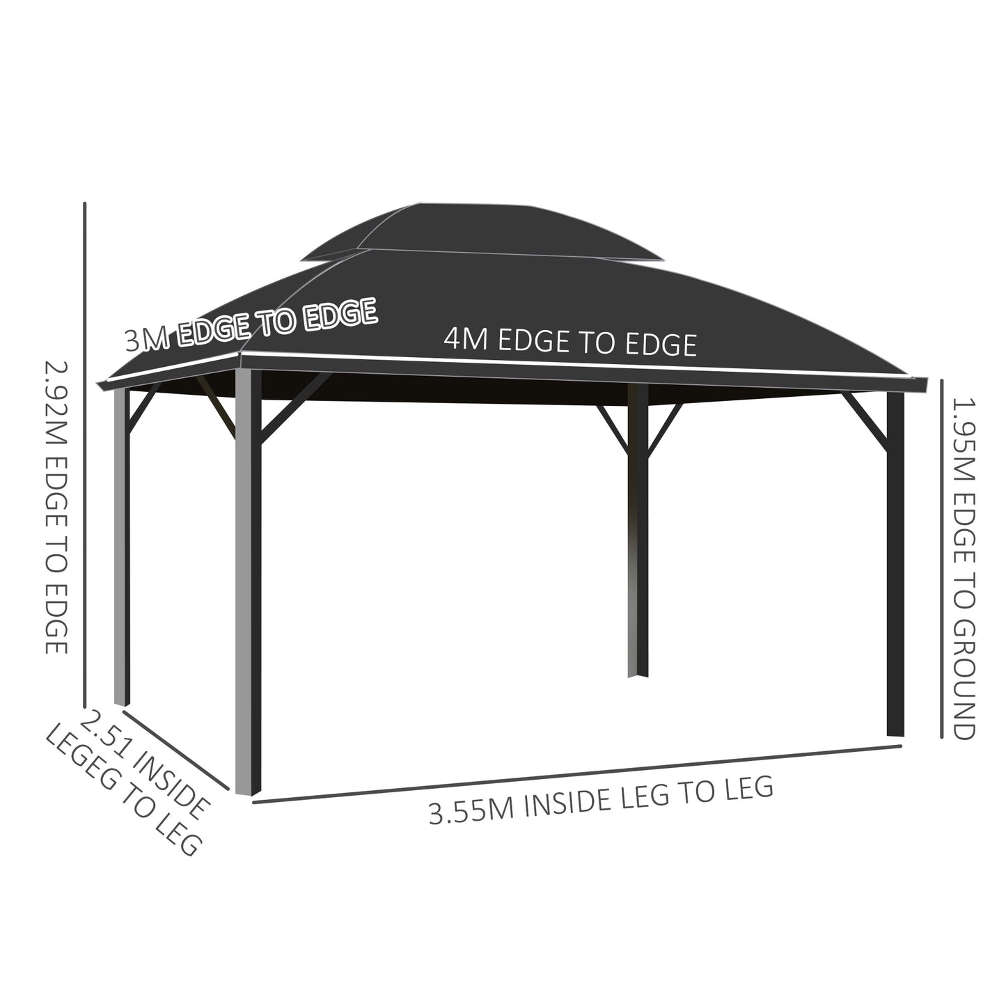 Outsunny 4 x 3m Aluminium Frame Hard Gazebo with Accessories - Brown