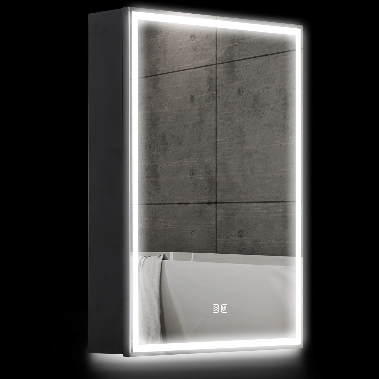 HOMCOM Black LED Bathroom Mirror Cabinet, 500x700 mm, Demister Pad, Dimmer, 3 Colours, Shaver Socket