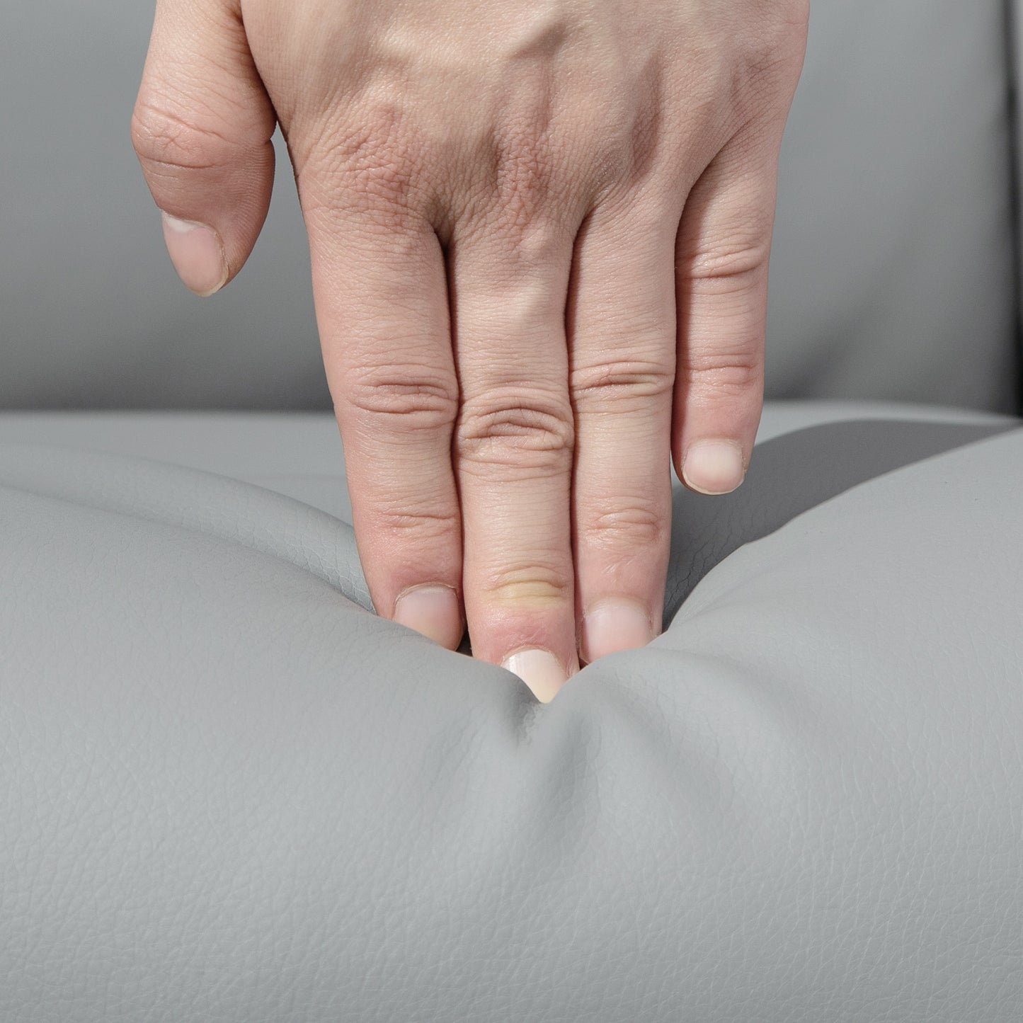 HOMCOM Faux Leather Recliner Chair and Footstool Light Grey