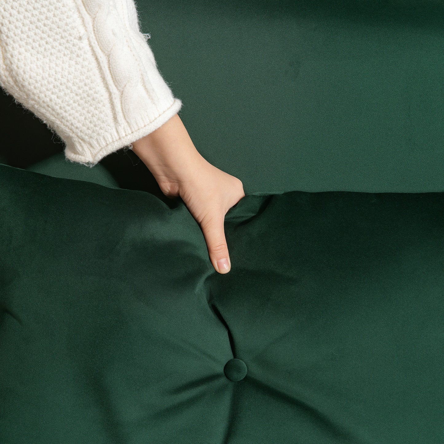 HOMCOM 4-in-1 Velvet-Feel Double Sofa Bed, with Pillows - Green