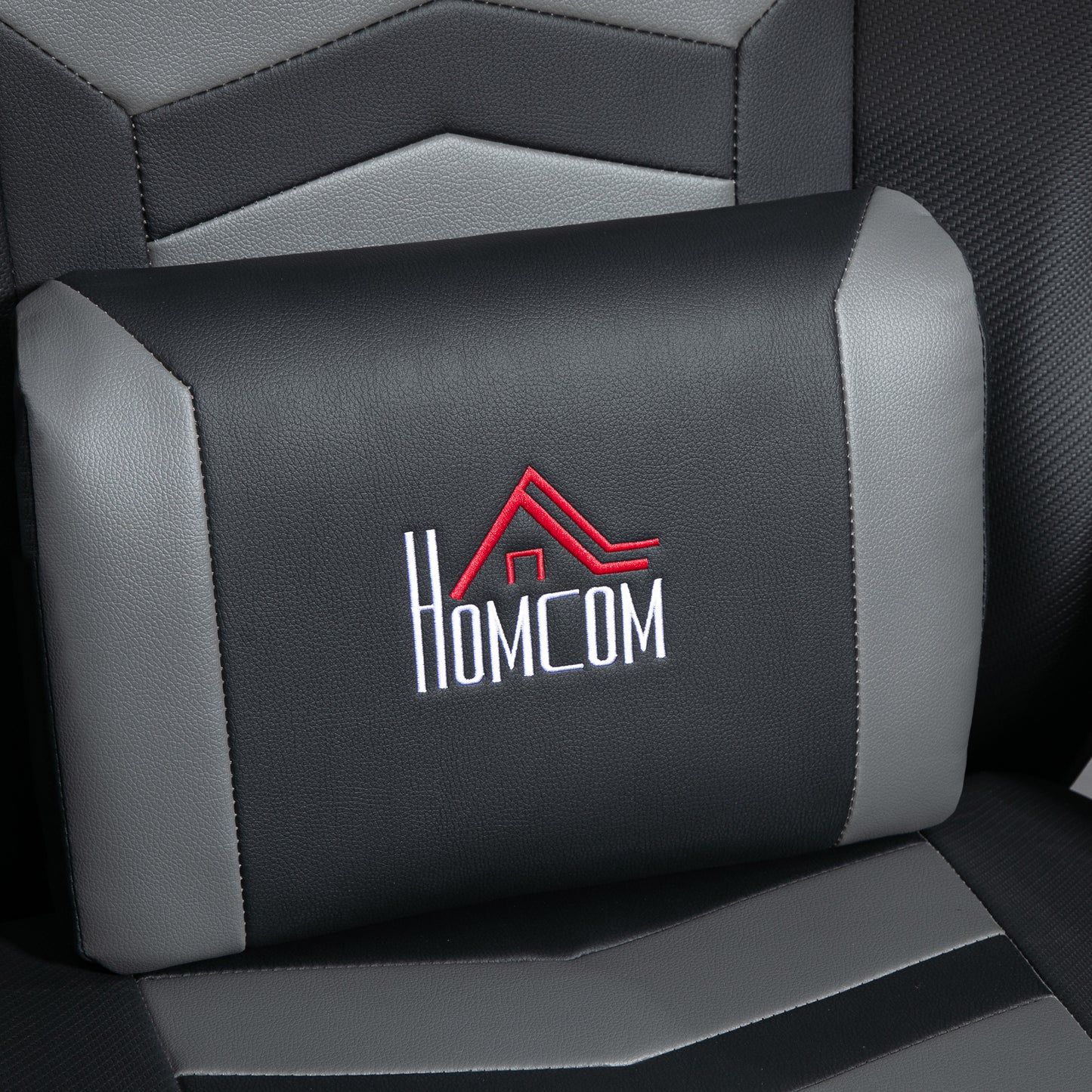 HOMCOM Massage Recliner Chair with Remote, PU Leather Armchair with Cup Holders, Side Pockets, Headrest, 360° Swivel, Lumbar Support, Grey