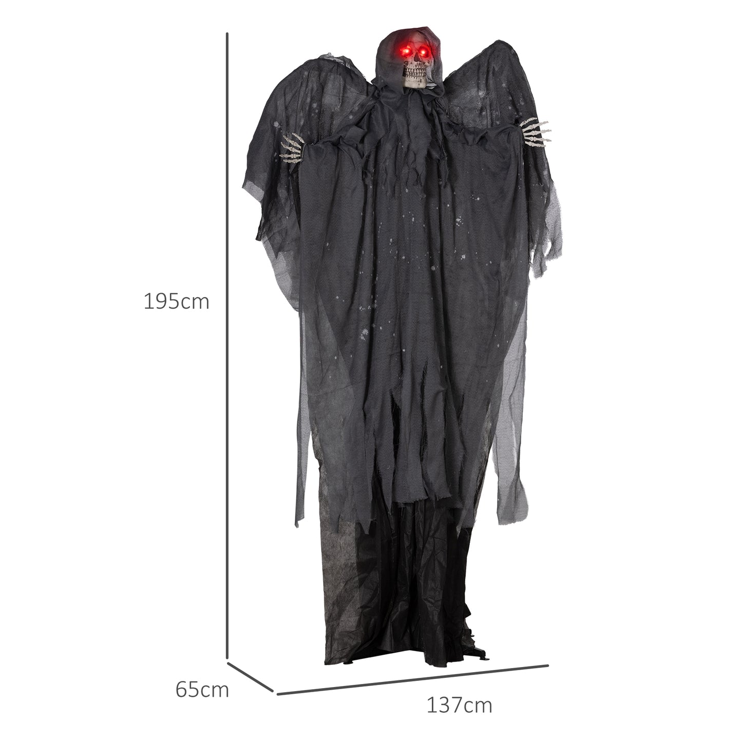 HOMCOM 195cm Winged Grim Reaper Halloween Animatronic with Sound, Lights, and Effects