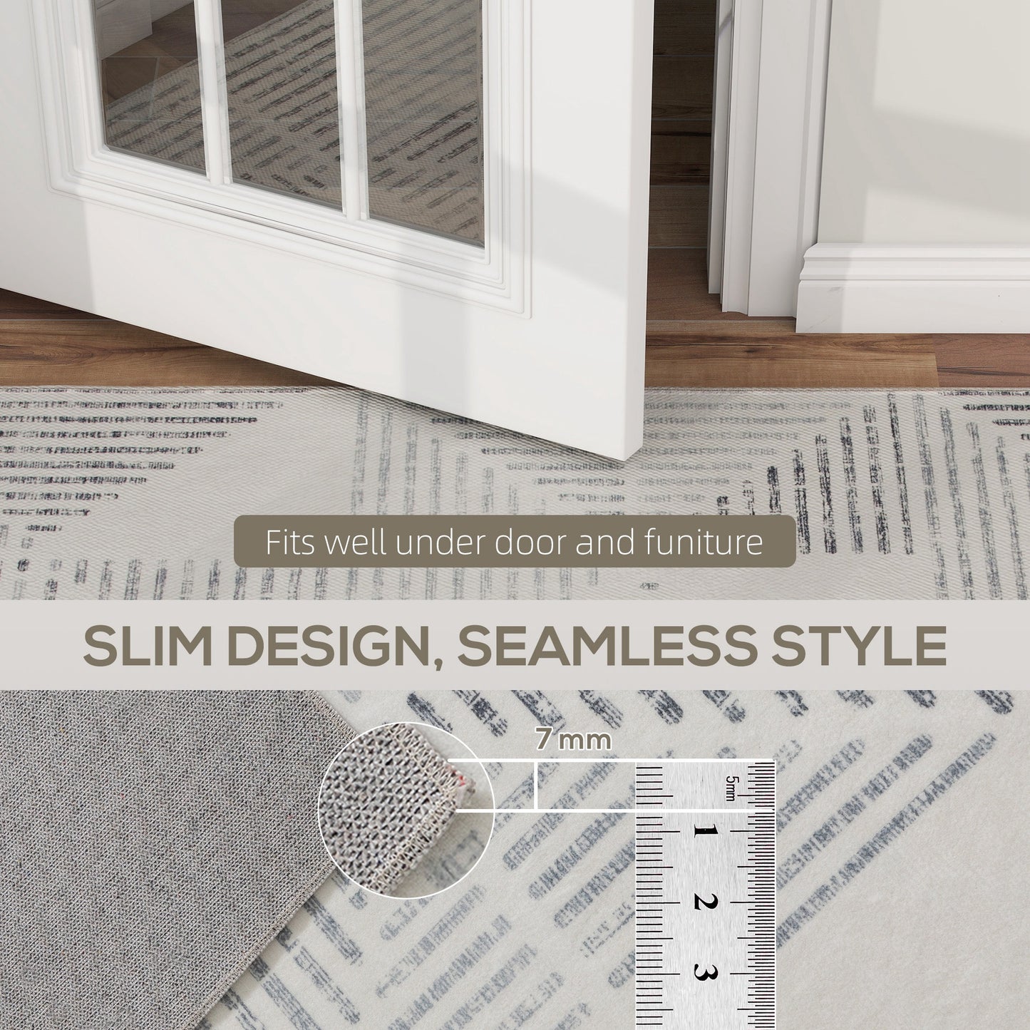 HOMCOM Modern Non-Slip Washable Geometric Area Rug, Soft Carpet for Living Room, Bedroom, Dining Room, Office, 290x200cm, Grey