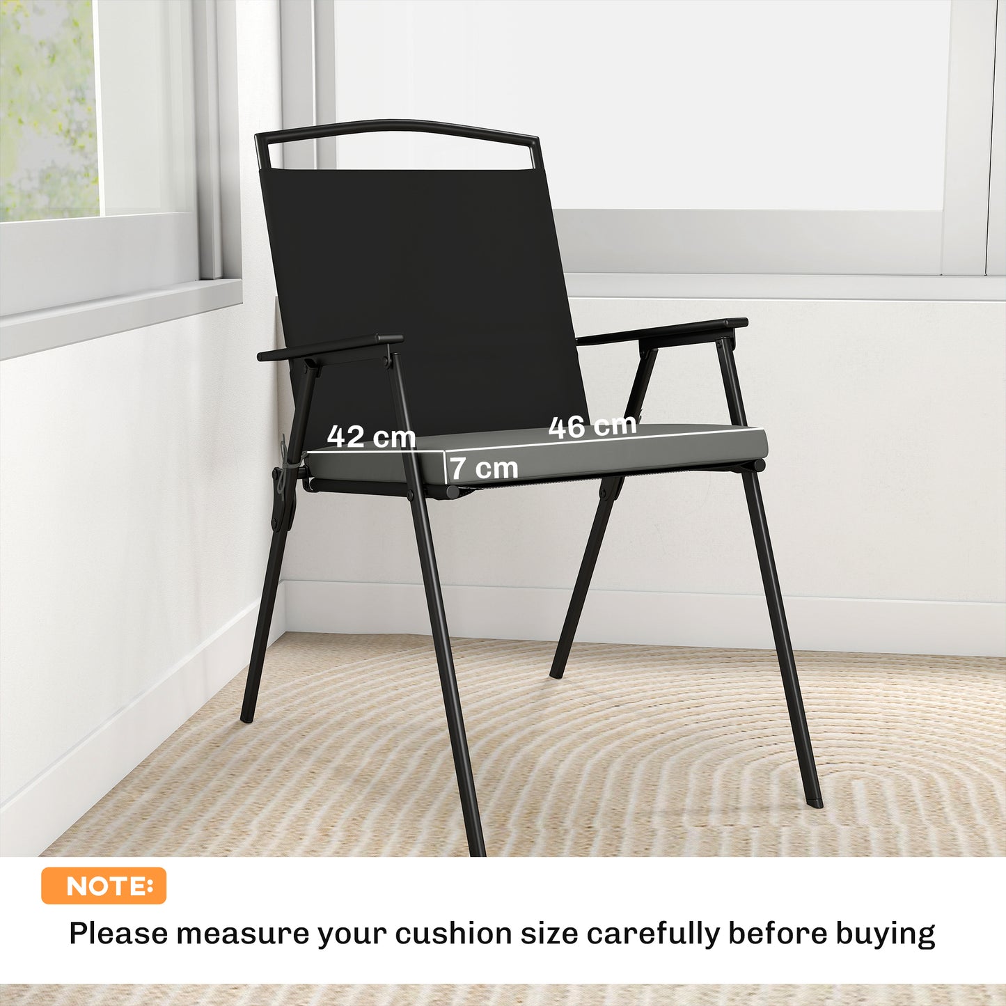 Outsunny Set of 6 Outdoor Seat Cushions with Machine Washable Cover, Water Repellent Seat Cushions Dark Grey