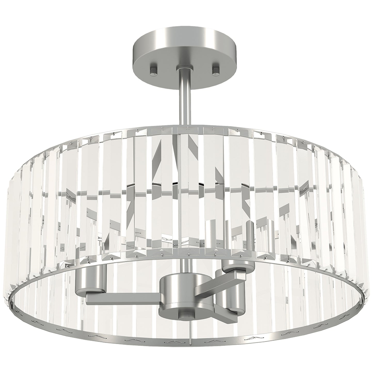HOMCOM Crystal Ceiling Light Fixture, Semi Flush Mount Modern Chandelier for Living Room, Bedroom, Hallway, Dining Room, E14 Base 3-Lights, Silver Tone