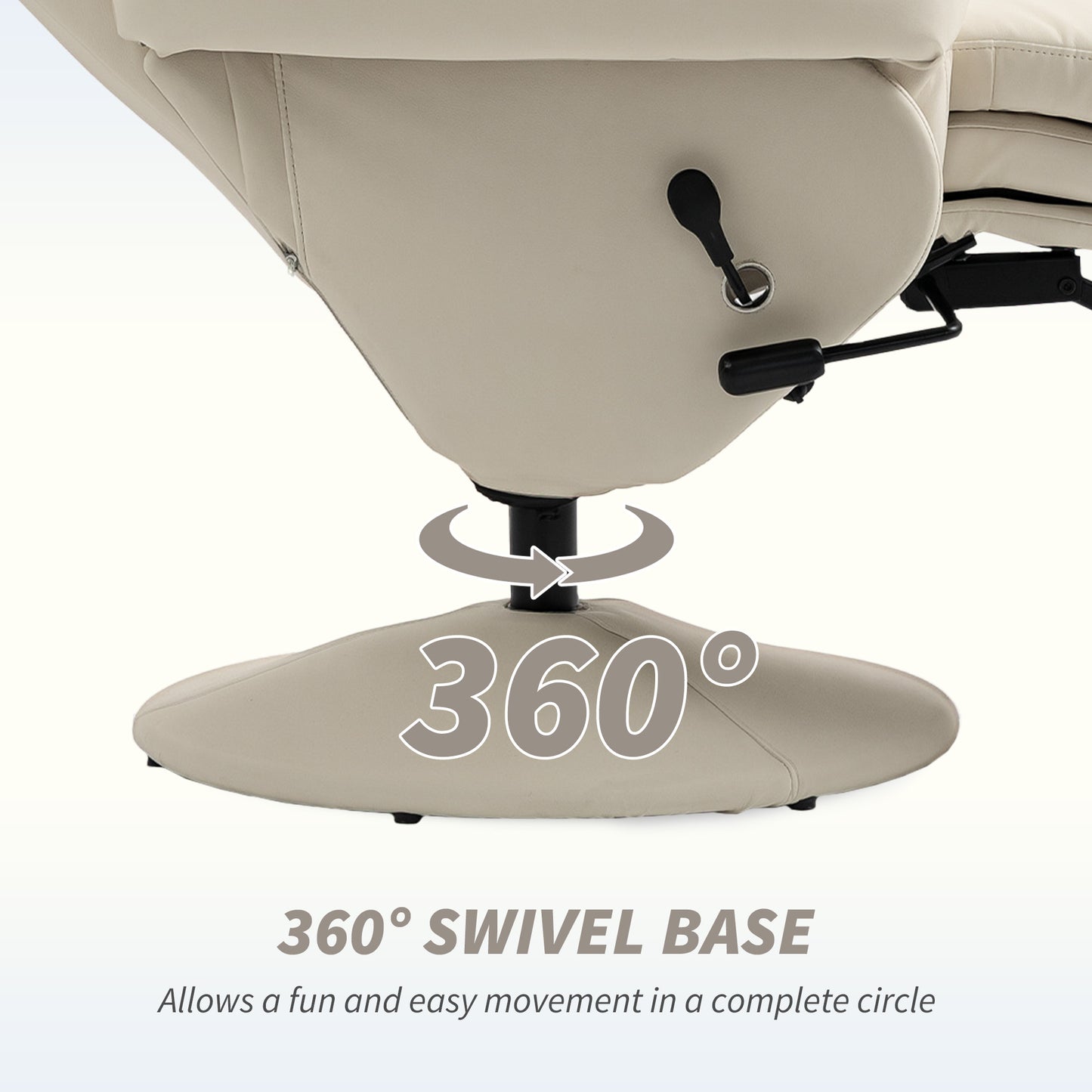 HOMCOM Recliner Chair, Upholstered Armchair with Footrest and Cup Holder, PU Leather Swivel with Adjustable Backrest, Cream White