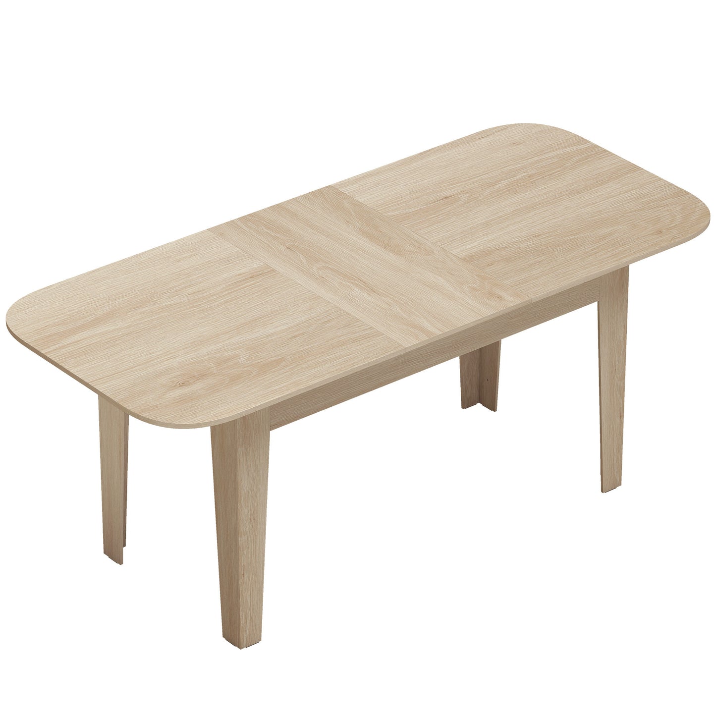 HOMCOM Extendable Oval Dining Table for 4-6, Farmhouse Expandable Kitchen Table, Round Edges, Oak