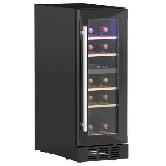 HOMCOM 16 Bottle Dual Zone 5-18°C Wine Fridge - Black