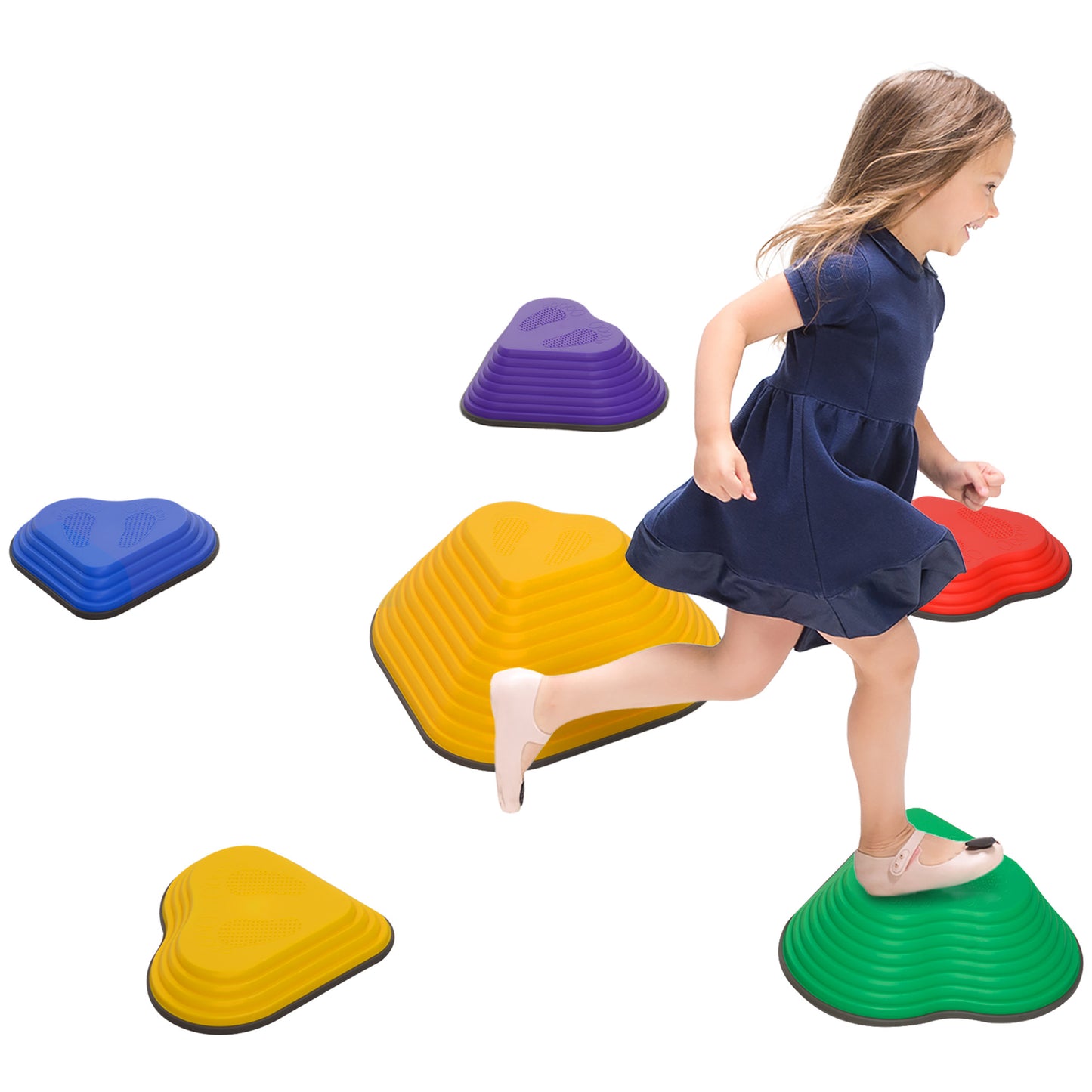 AIYAPLAY 6PCs Heart-Shaped Kids Stepping Stones Balance & Motor Skills, Multicoloured