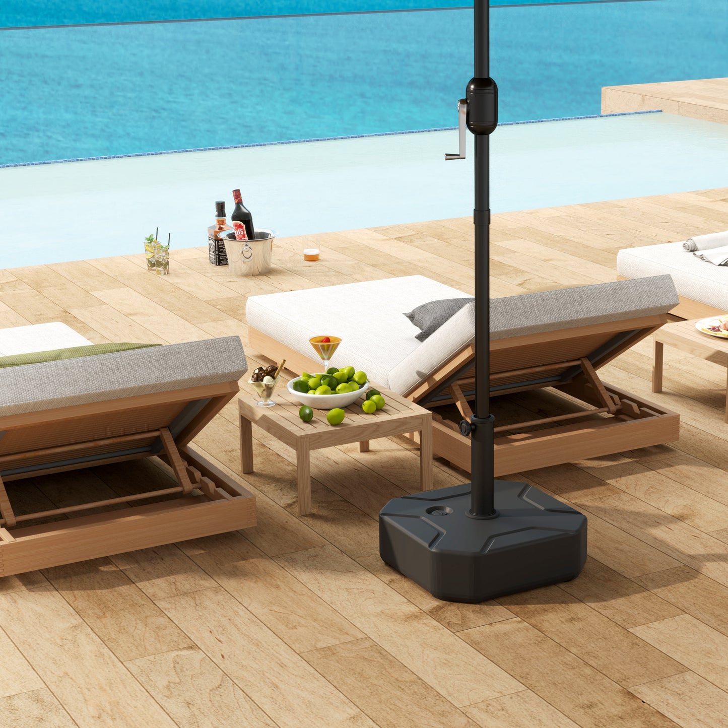 Outsunny Square Garden Umbrella Stand, Heavy Duty Parasol Base, Up to 25kg with Sand/20kg with Water, Black