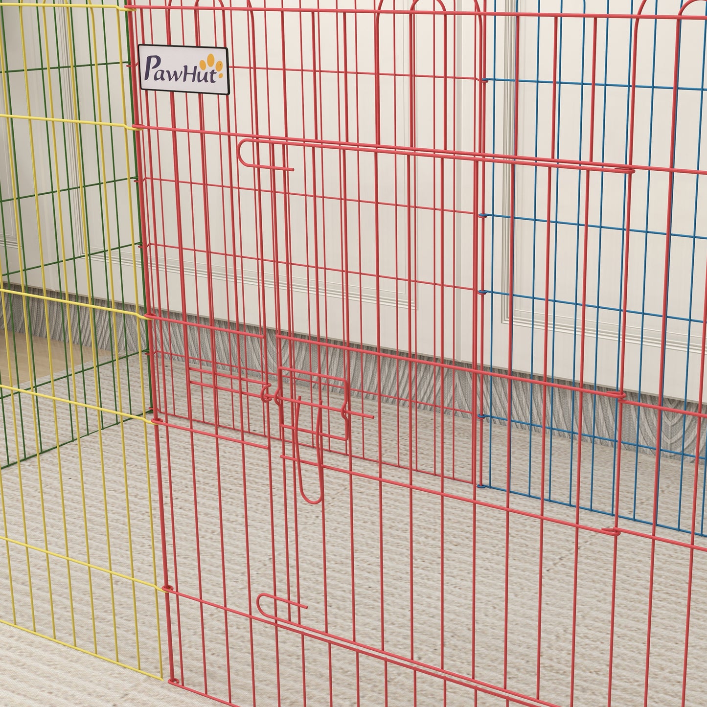 PawHut Pet Playpen Crate, with Eight Panels, Door, for Indoors and Outdoors, 60H x Ø156cm