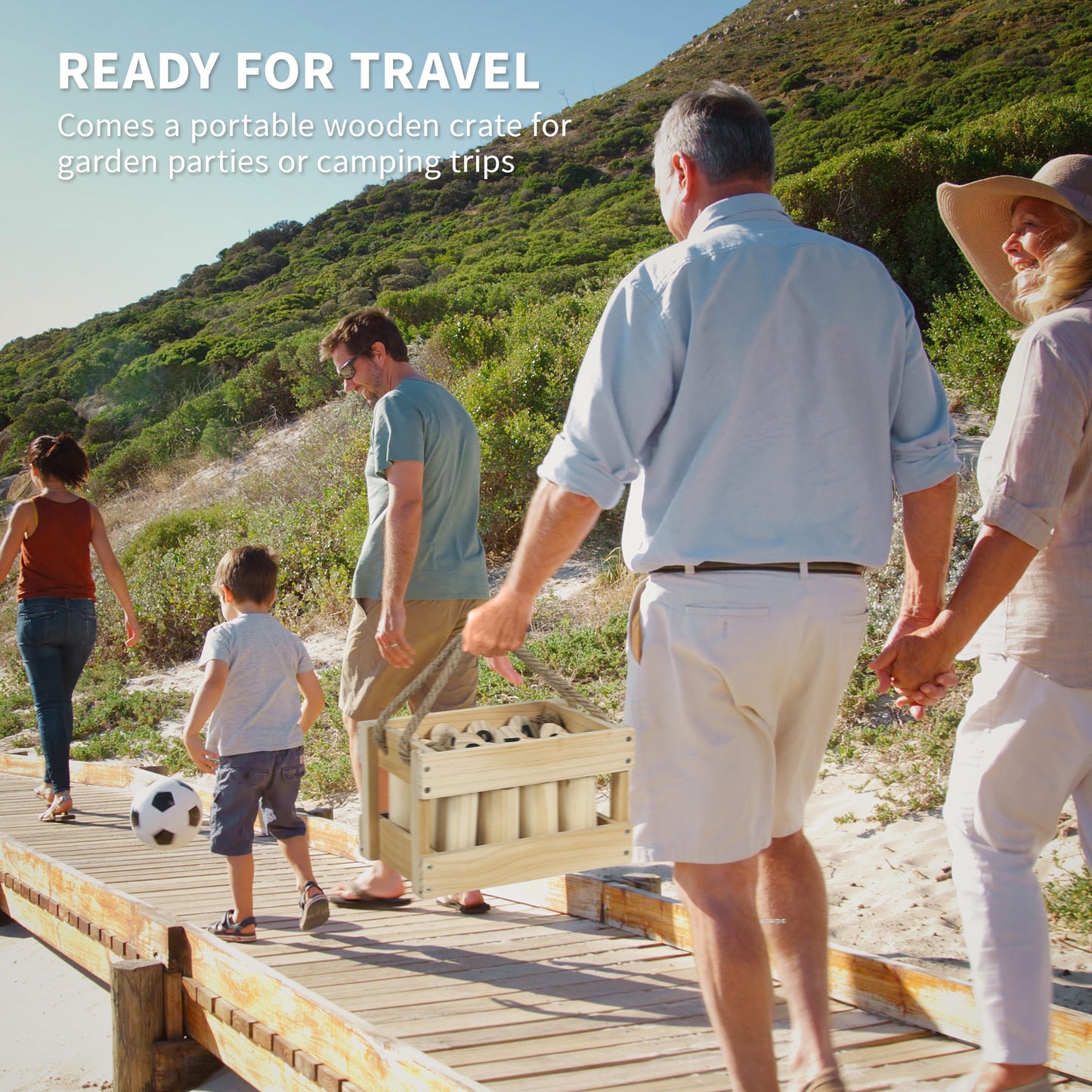 SPORTNOW Molkky Game, Wooden Skittles Set with 12 Skittles, 1 Throwing Pin & Carrying Box, Outdoor Fun for Adults, Garden, Picnic, Beach, Party