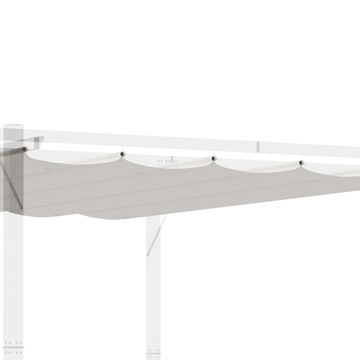 Outsunny Retractable Pergola Shade Cover, Replacement Canopy for 4 x 3 (m) Pergola, Retractable Roof, Cream White