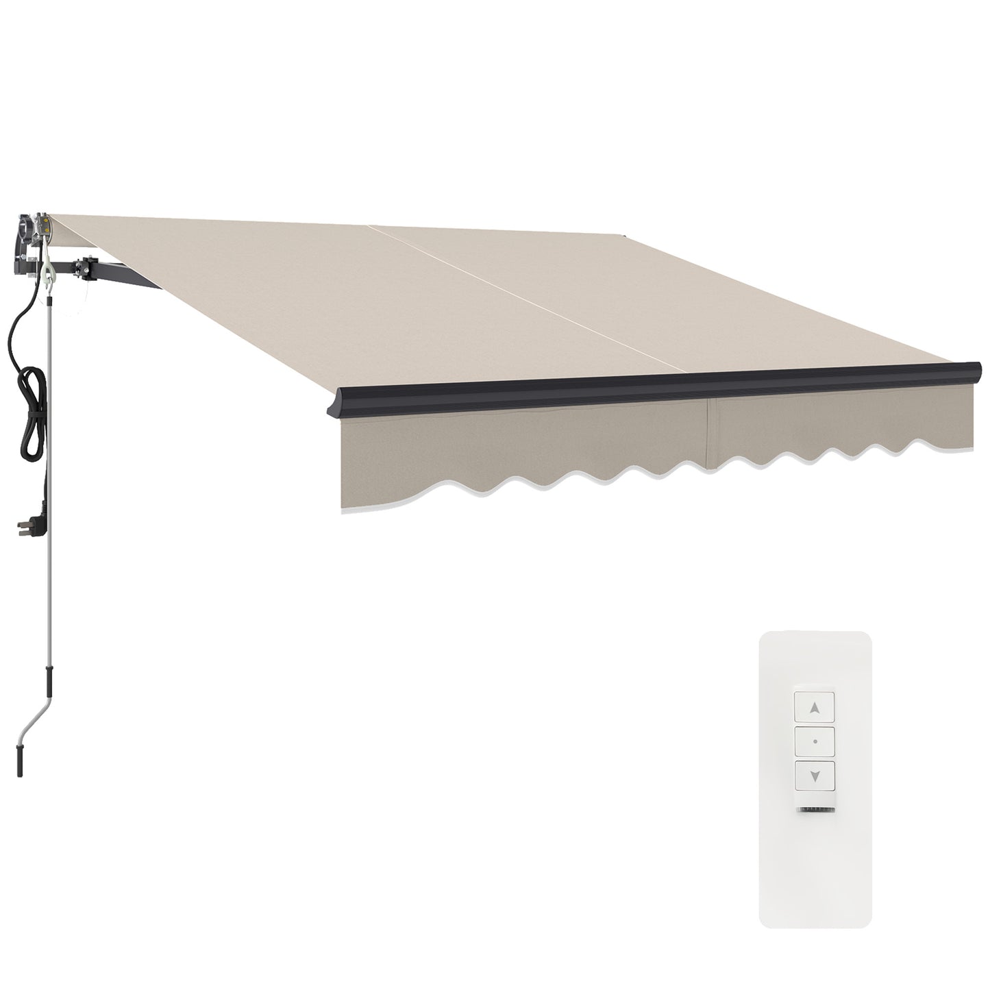 Outsunny Electric Awning, 2.5x2m Retractable Canopy with Remote, Aluminum Frame, UV30+ for Garden/Patio/Window, Beige