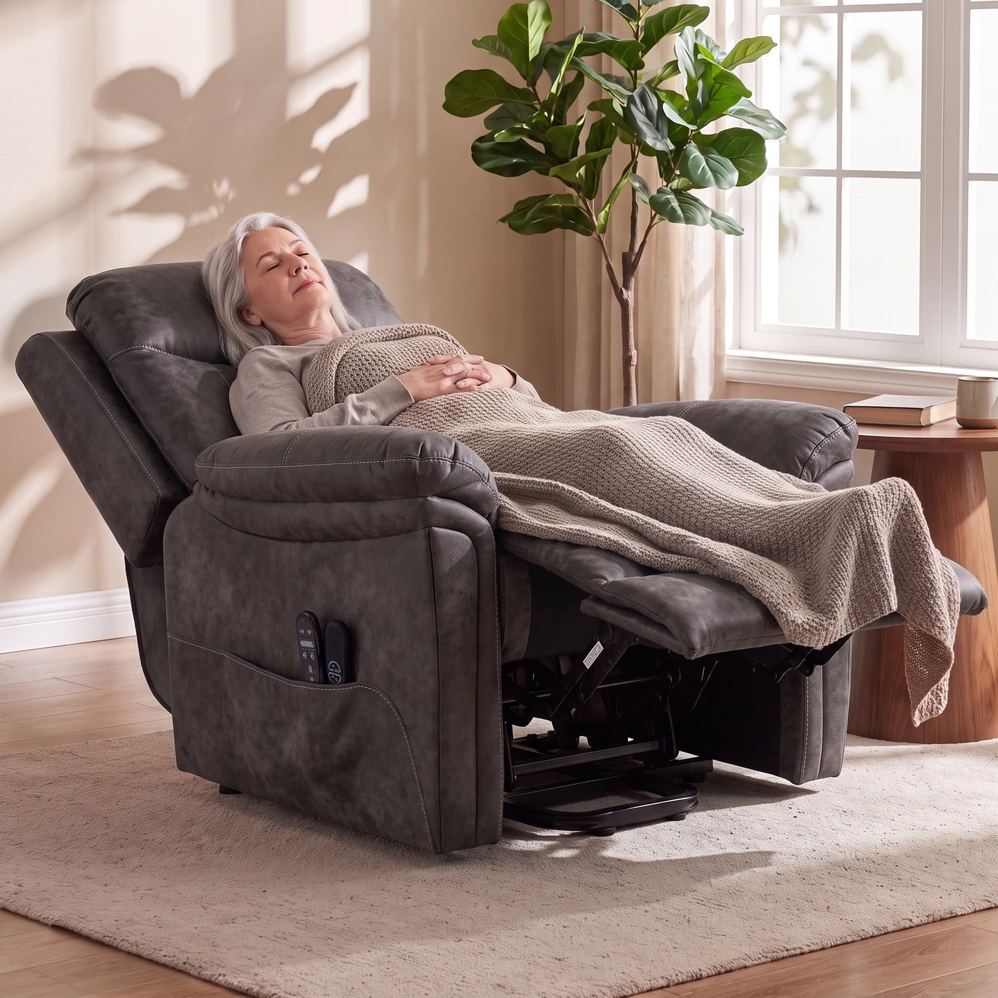 HOMCOM Riser Recliner Chair with Massage and Heat, Electric Lift Recliner Armchair for Elderly with Spring Cushion, Grey