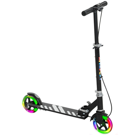 AIYAPLAY Scooter for Kids Ages 3-8 with Adjustable Handle, 2 Light up Wheels, Handbrake & Rear Brake for Girls and Boys, Black