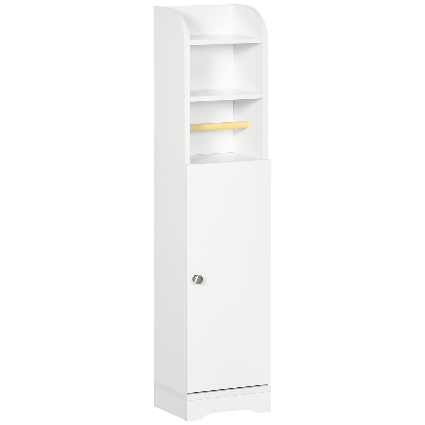 kleankin Slim Bathroom Storage Cabinet, 2 Open Shelves & Toilet Paper Holder, Freestanding with Adjustable Shelf, 23x18x100 cm, White