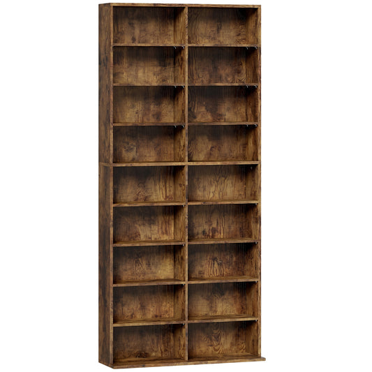 HOMCOM 640 CD Storage Tower - Rustic Brown