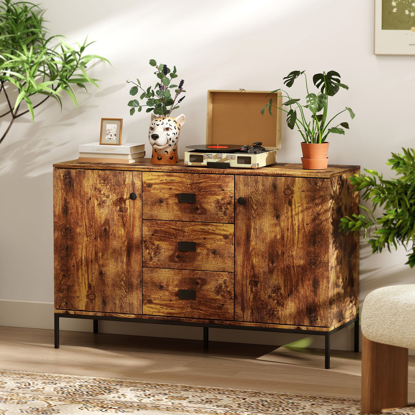 HOMCOM Industrial Rustic Brown Sideboard
