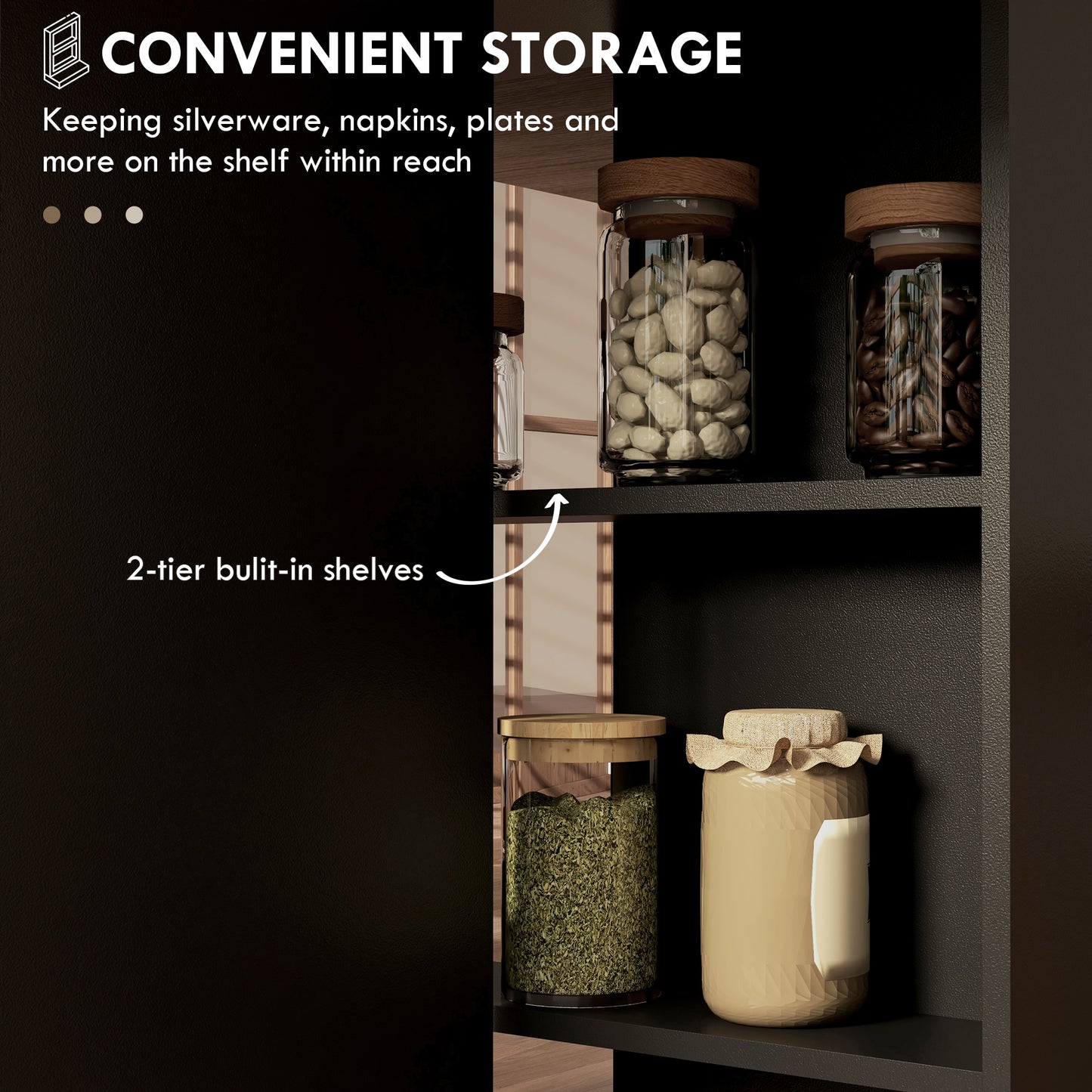 HOMCOM Folding Dining Table, Drop Leaf Design, 2-Tier Shelves, Rolling Casters, Oak and Black