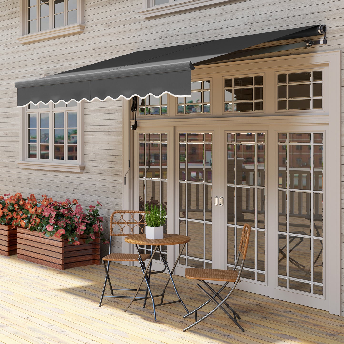 Outsunny Electric Awning, Remote Control, 3x2.5m, Aluminum Frame, DIY Retractable UV30+ Sun Shade Canopy for Patio/Garden, Dark Grey