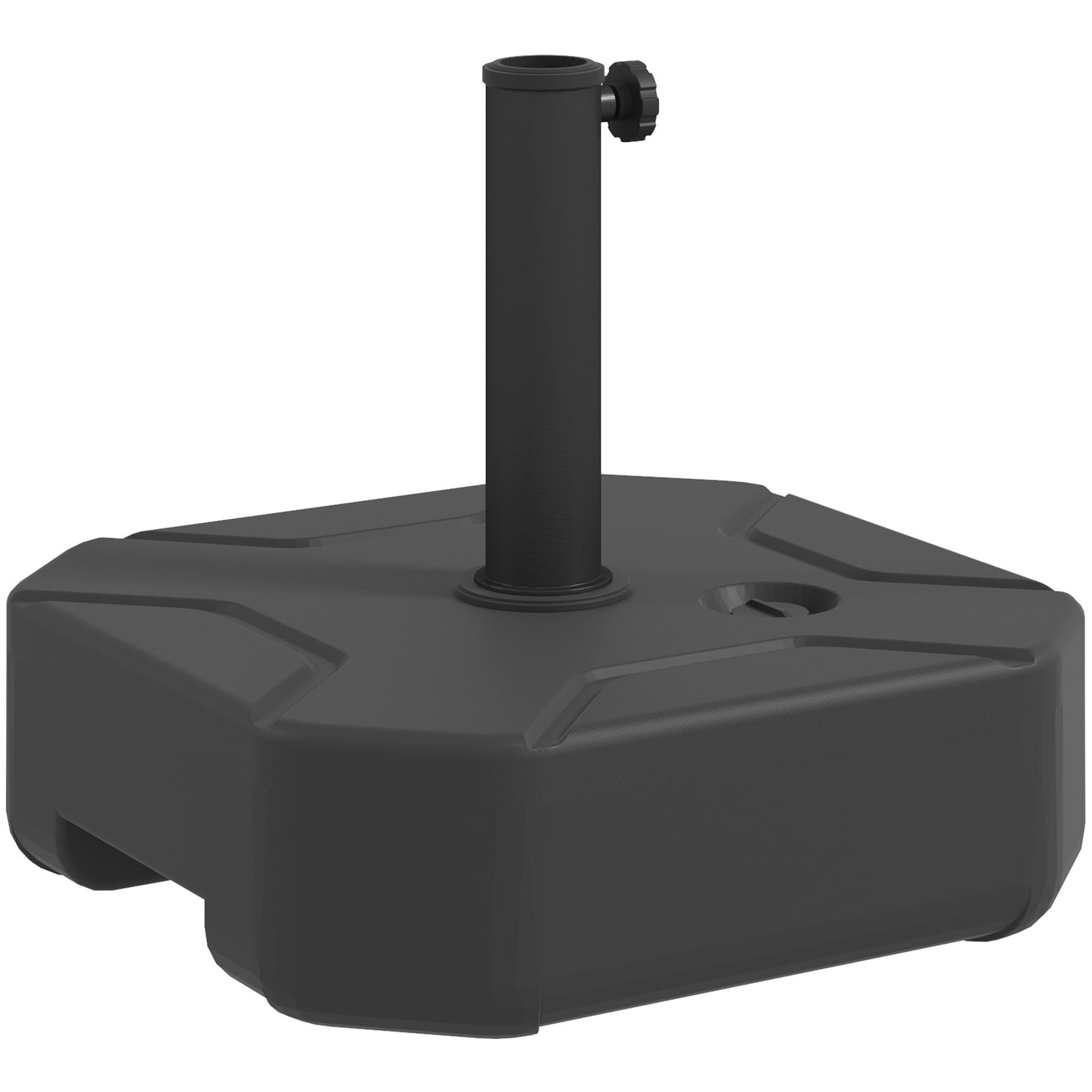 Outsunny Square Garden Umbrella Stand, Heavy Duty Parasol Base, Up to 25kg with Sand/20kg with Water, Black