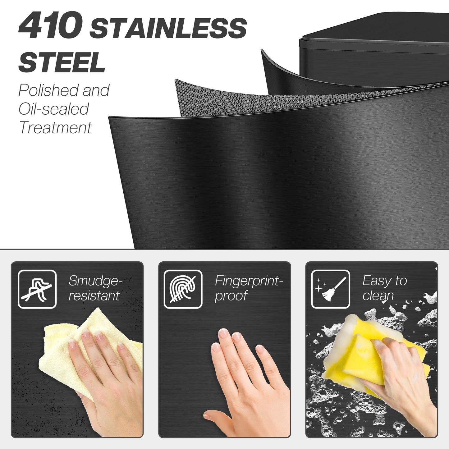 HOMCOM 20L Kitchen Pedal Bin, Slim Stainless Steel Rubbish Bin with Removable Inner Bucket, Soft-Close and Stay-Open Lid, Black