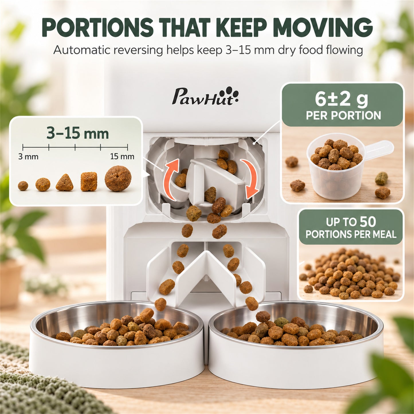 PawHut 7L Automatic Cat Feeder with App Control, 2.4G/5G WiFi, Timer, 15 Meals/Day, Dual Power, 10s Voice Recording, Anti-Clog