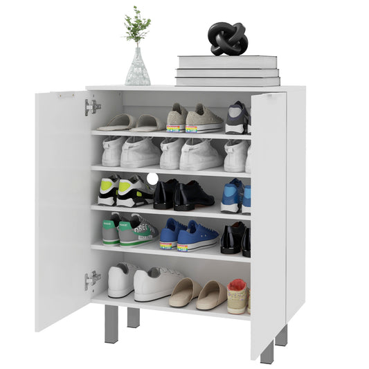 HOMCOM Five-Shelf Shoe Storage Cupboard - White