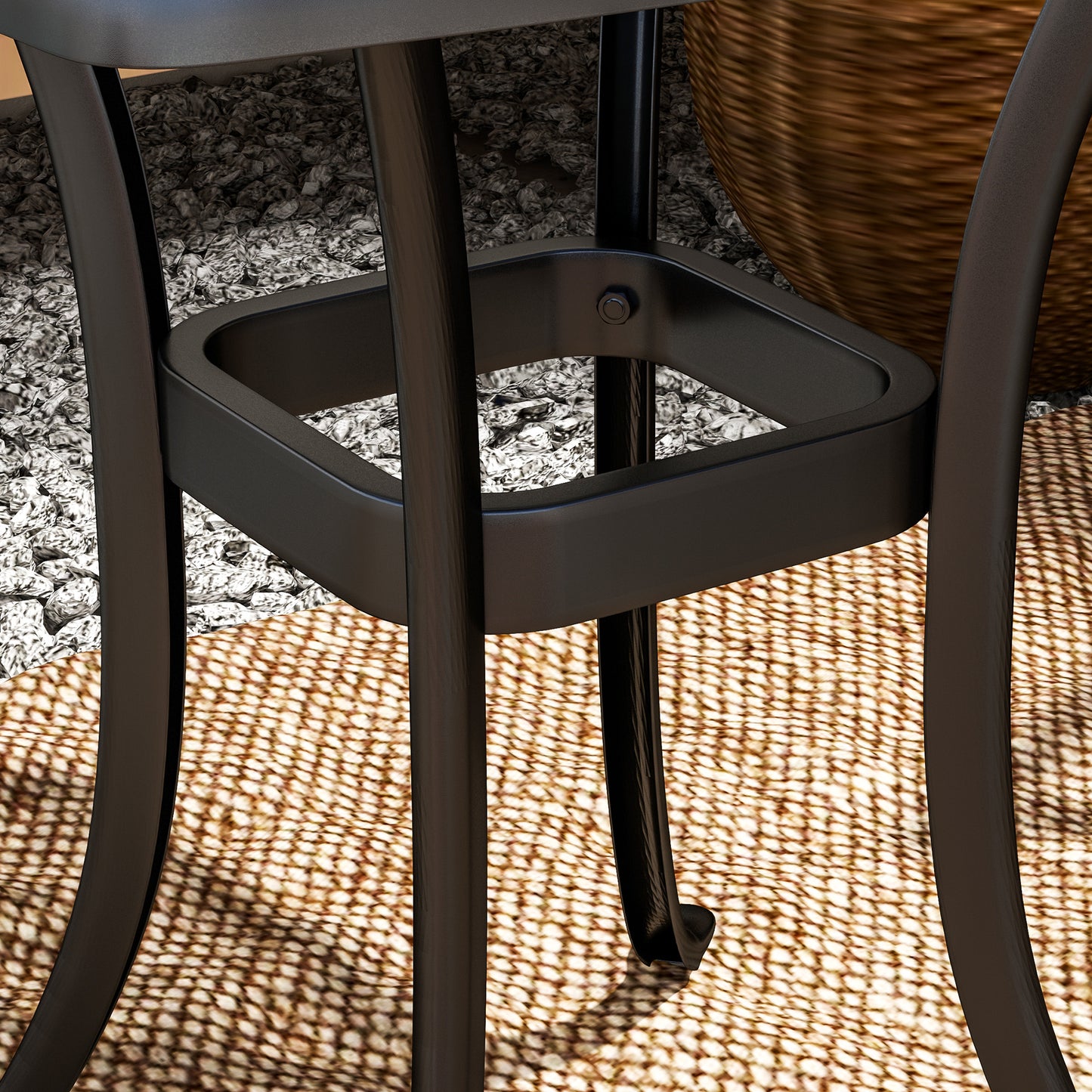 Outsunny Cast Aluminium Garden Table, 38mm Umbrella Hole, Anti-slip Feet, 54 x 54cm, Black