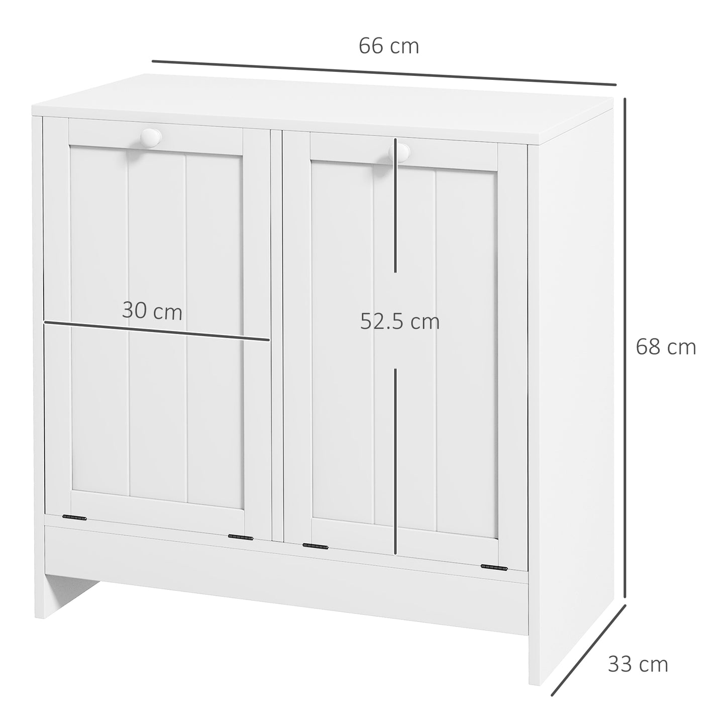 kleankin Double Hamper Laundry Storage Cabinet - White
