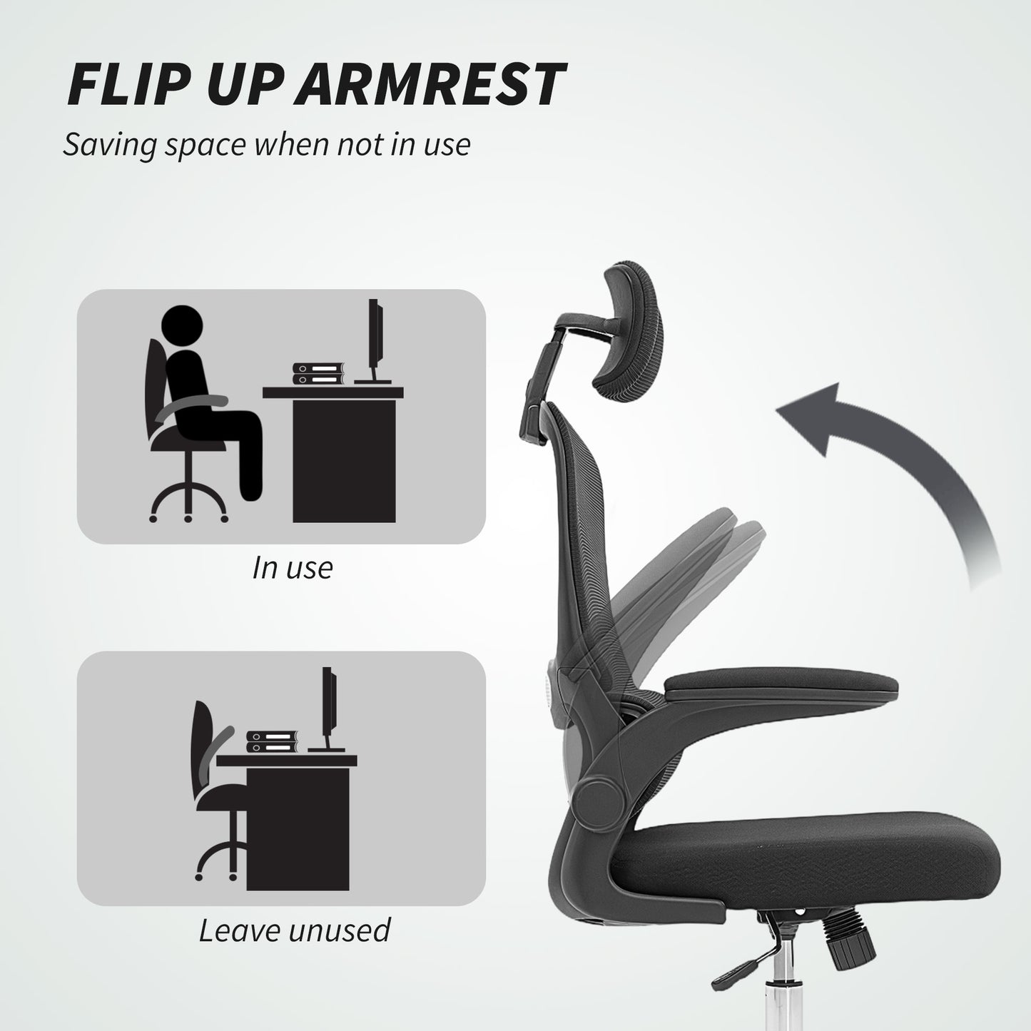 HOMCOM Mesh Back Office Chair, with Lumbar Support - Black