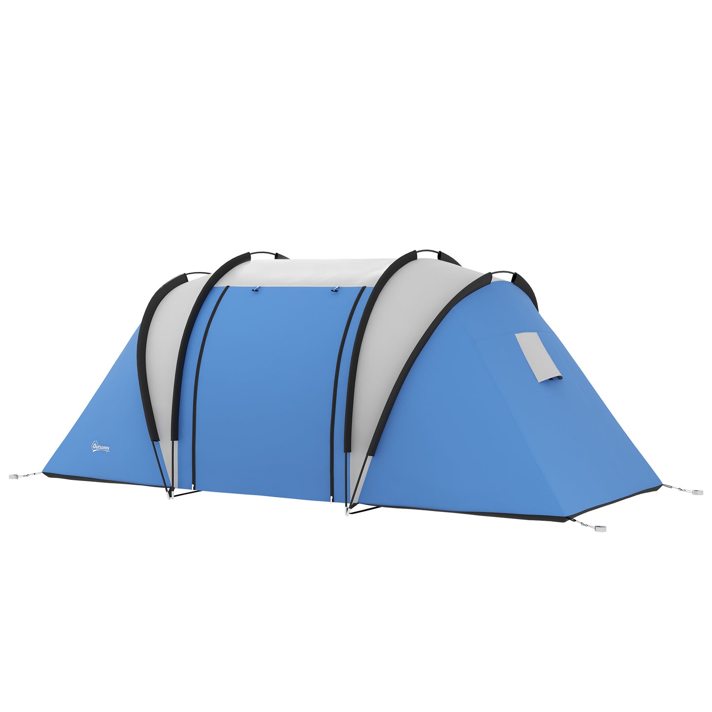 Outsunny Camping Tent with 2 Bedrooms and Living Area 3000mm Waterproof Family Tent for Fishing Hiking Festival Blue