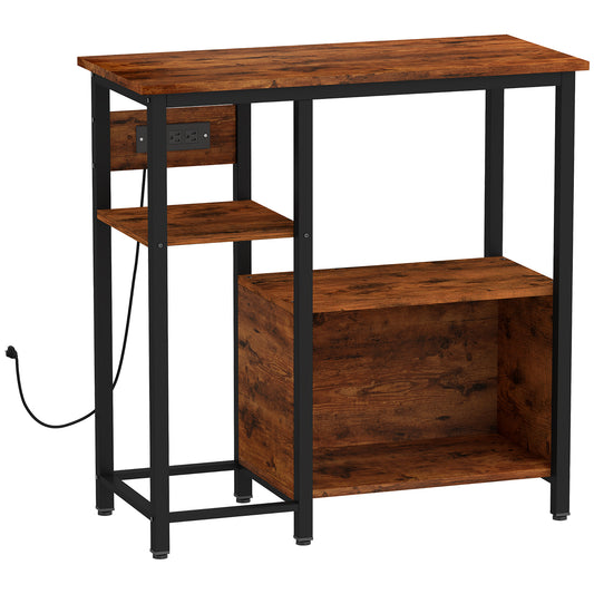 PawHut Fish Tank Stand with Power Outlets Aquarium Stand with Cabinet 20-29 Gallon Tanks Tiger Wood Grain