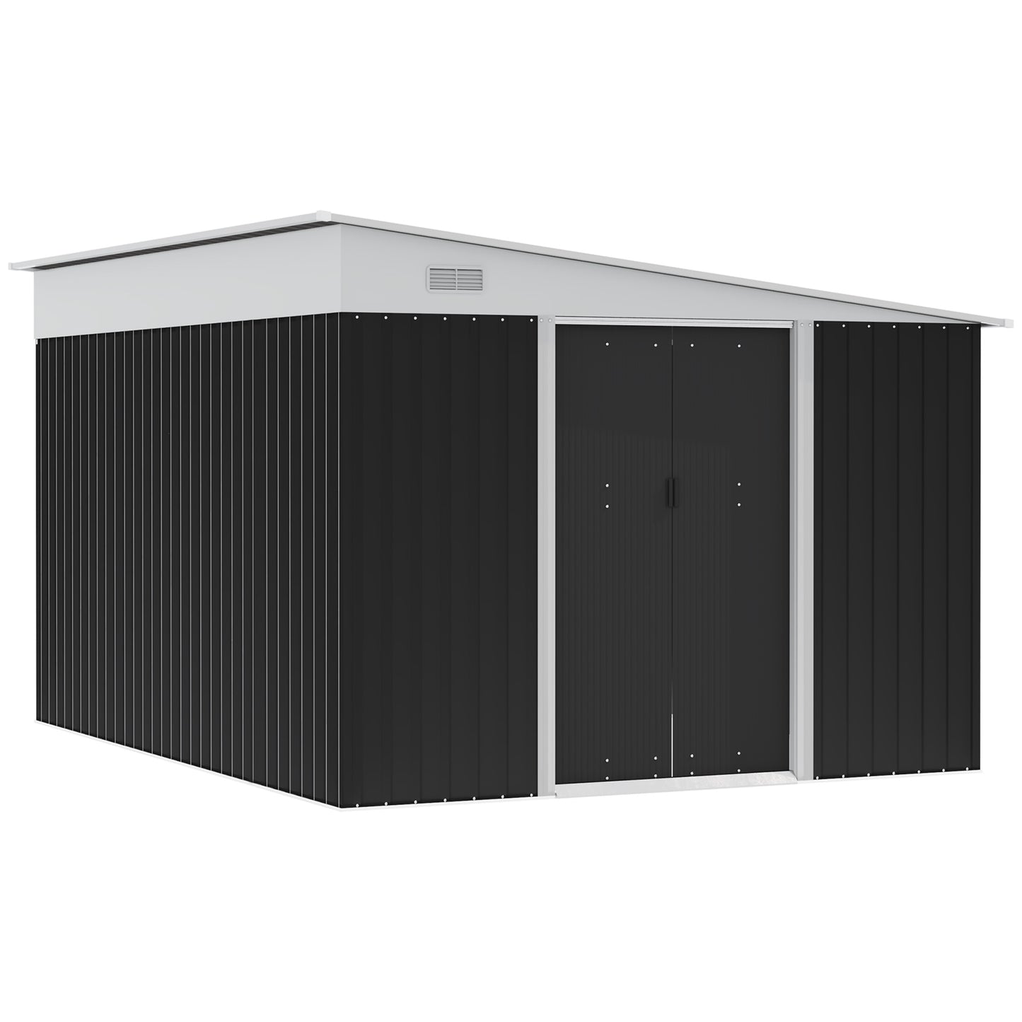 Outsunny Outdoor Garden Metal Storage Shed - Black