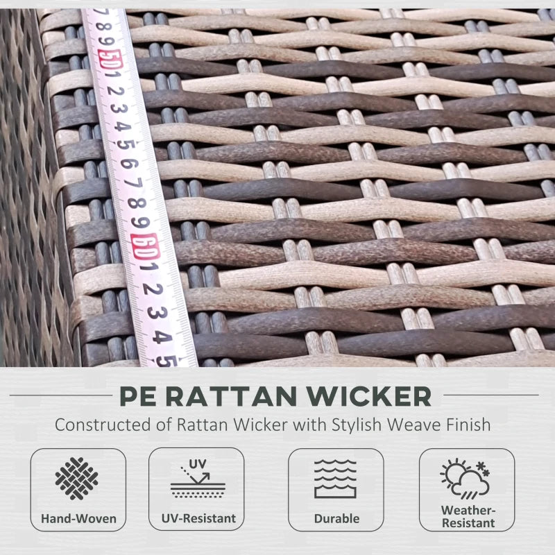 Outsunny 7 Pieces PE Rattan Garden Furniture Set with Thick Padded Cushion, Patio Garden Corner Sofa Sets with Glass Coffee Table and Pillows, Buckle Structure, Grey